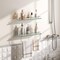 Silver Tempered Glass Floating Shelves with Stainless Steel and Towel Rod